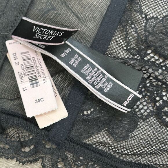Victoria’s Secret Very Sexy Shine Bombshell Push Up Black Lace Corset Bra 34C - Picture 10 of 10